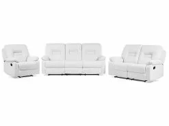 Beliani Valkoinen Keinonahkainen Sohvaryhmä BERGEN