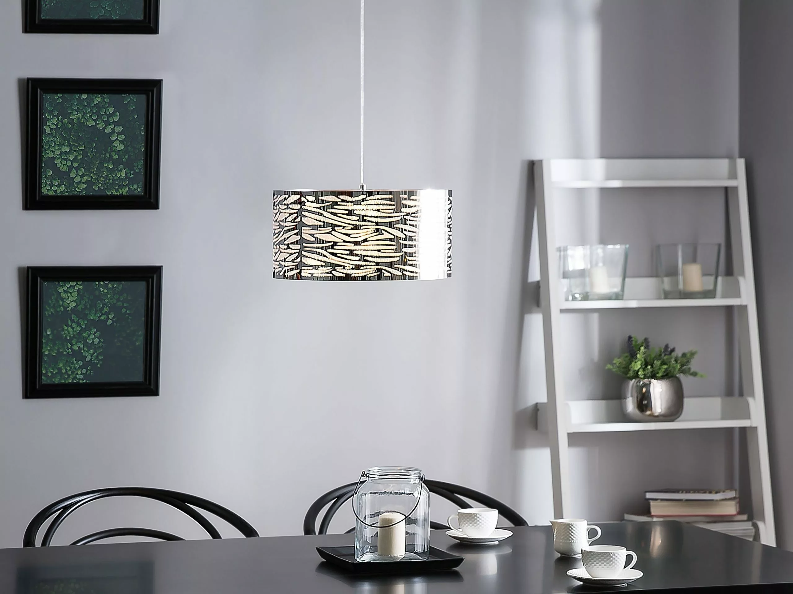 Beliani Ruokapöytä Valkoinen/hopea 220 X 90 Cm ARCTIC I 5 Beliani Ruokapöytä Valkoinen/hopea 220 X 90 Cm ARCTIC I - Image 3