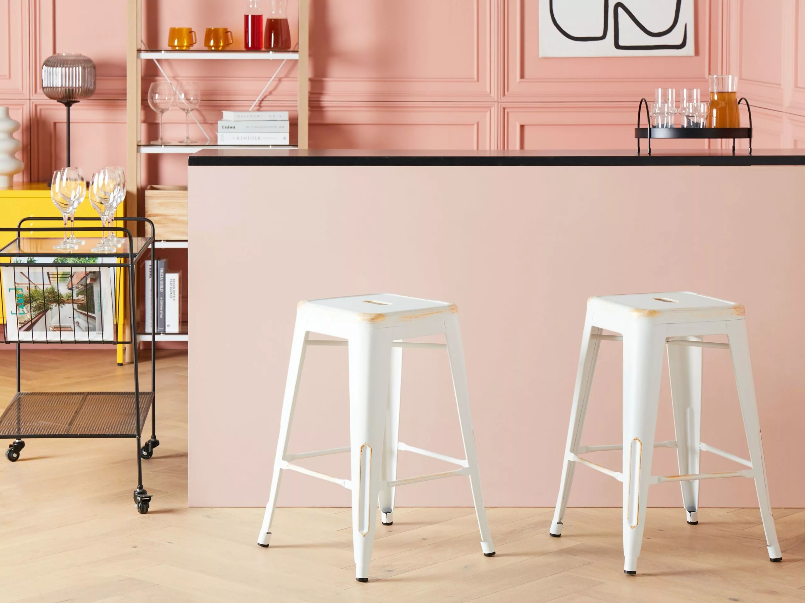 Beliani Baarijakkara Metalli Valkoinen/kulta 60 Cm 2 Kpl CABRILLO - Image 2