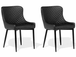 Beliani Tuoli Keinonahka Musta 2 Kpl SOLANO