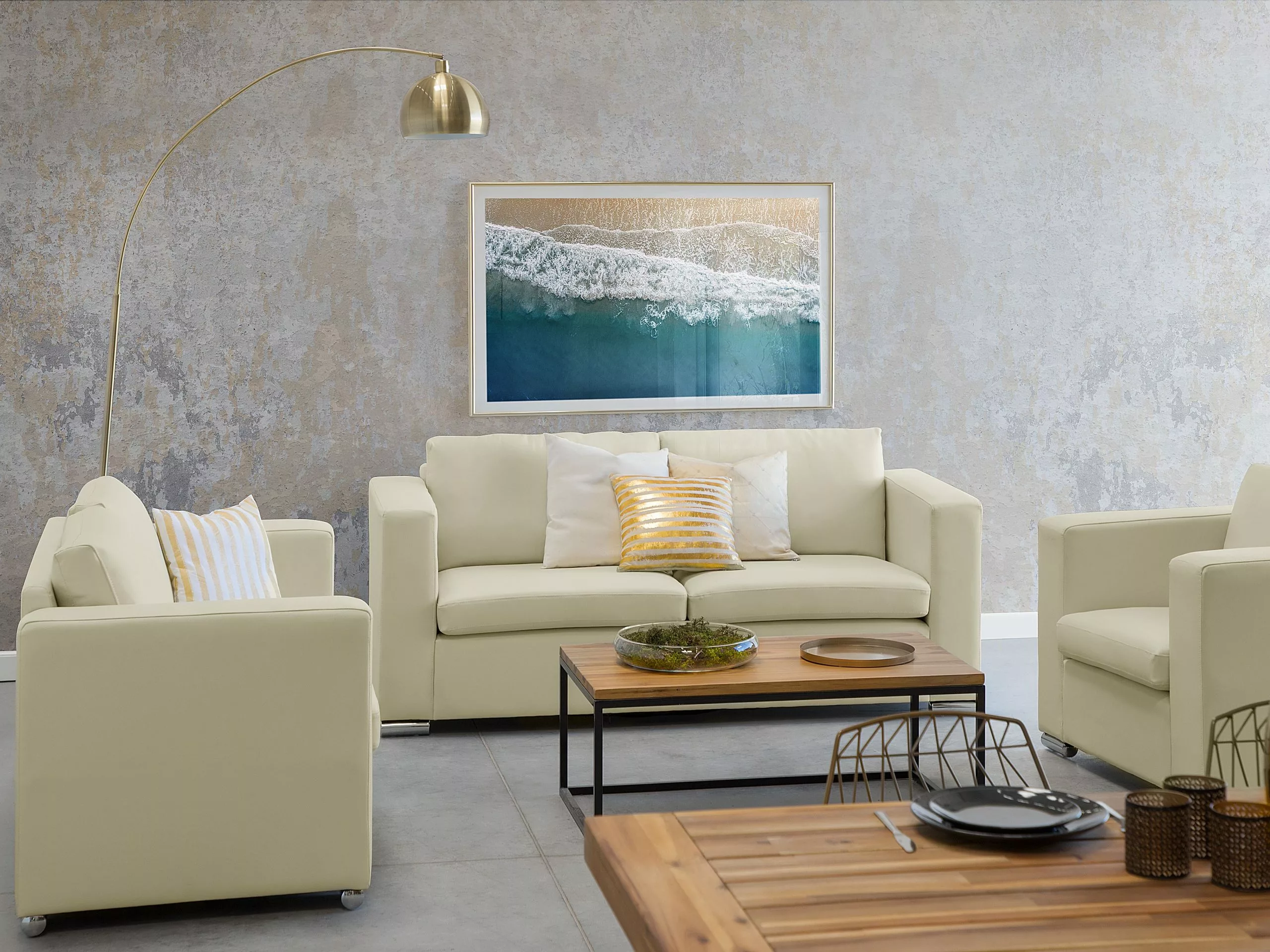 Beliani Kermanvalkoinen Nahkaverhoiltu Sohvaryhmä HELSINKI 5 Beliani Kermanvalkoinen Nahkaverhoiltu Sohvaryhmä HELSINKI - Image 3