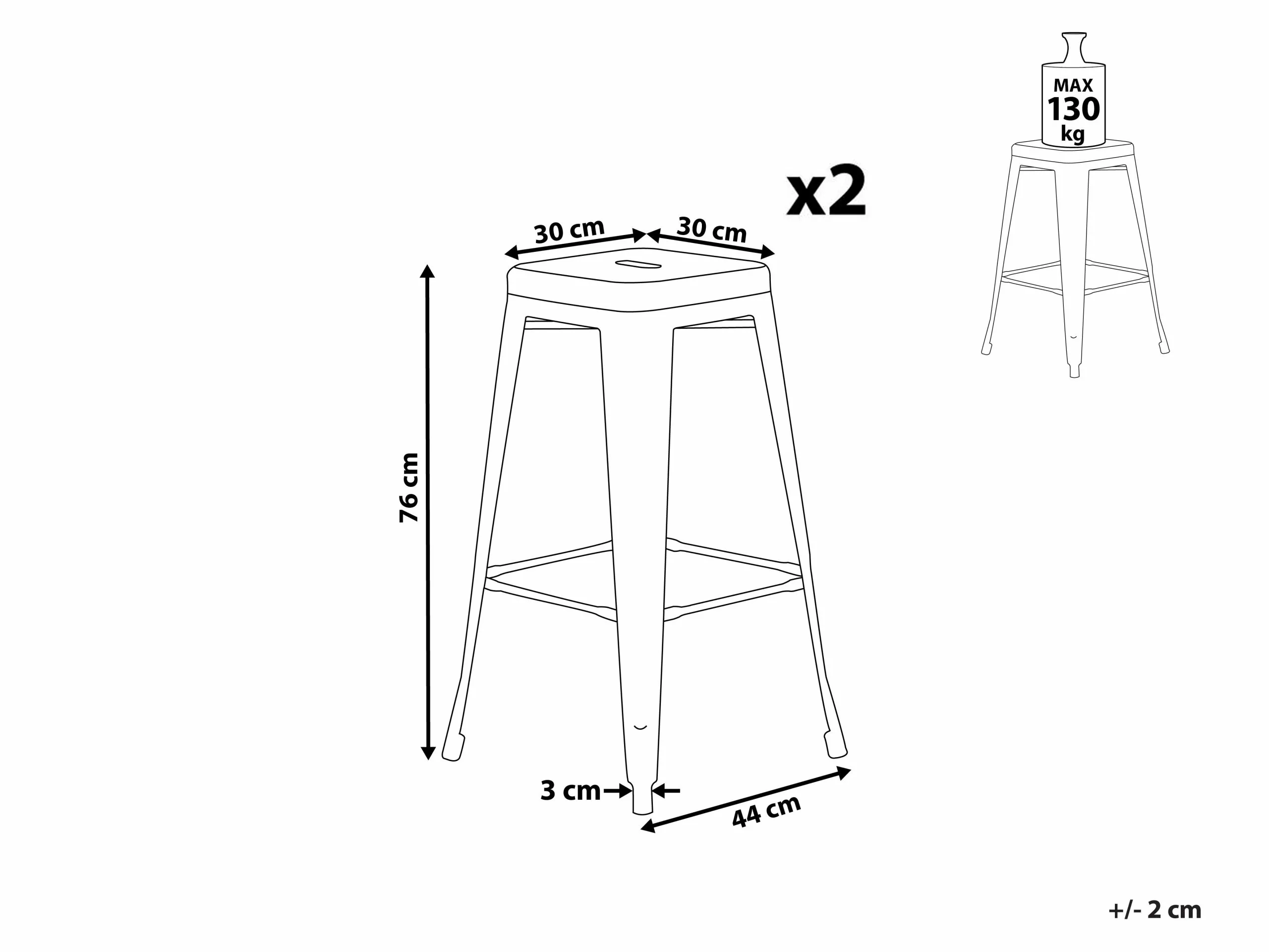 Beliani Baarijakkara Metalli Keltainen/kulta 76 Cm 2 Kpl CABRILLO - Image 7