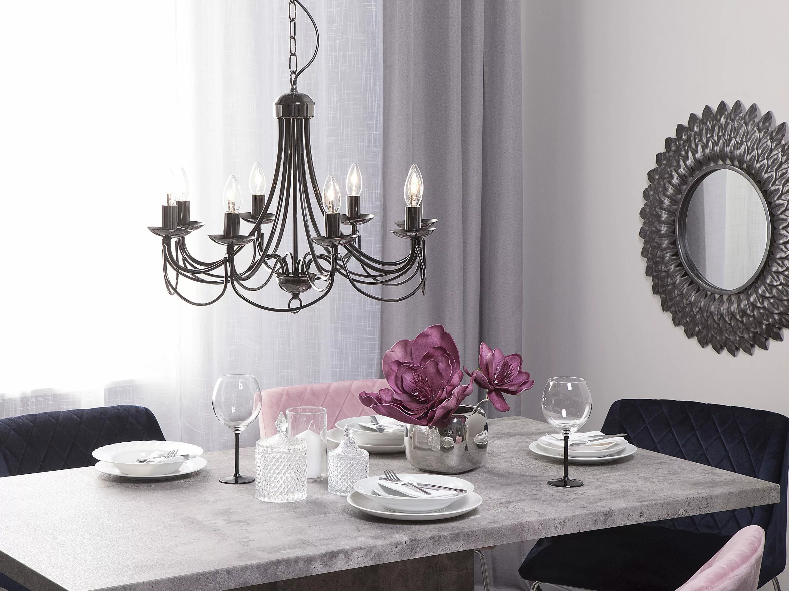 Beliani Ruokapöytä Harmaa 160 X 90 Cm PASADENA 7 Beliani Ruokapöytä Harmaa 160 X 90 Cm PASADENA - Image 5