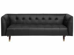 Beliani 3-istuttava Sohva Nahkainen Musta BYSKE