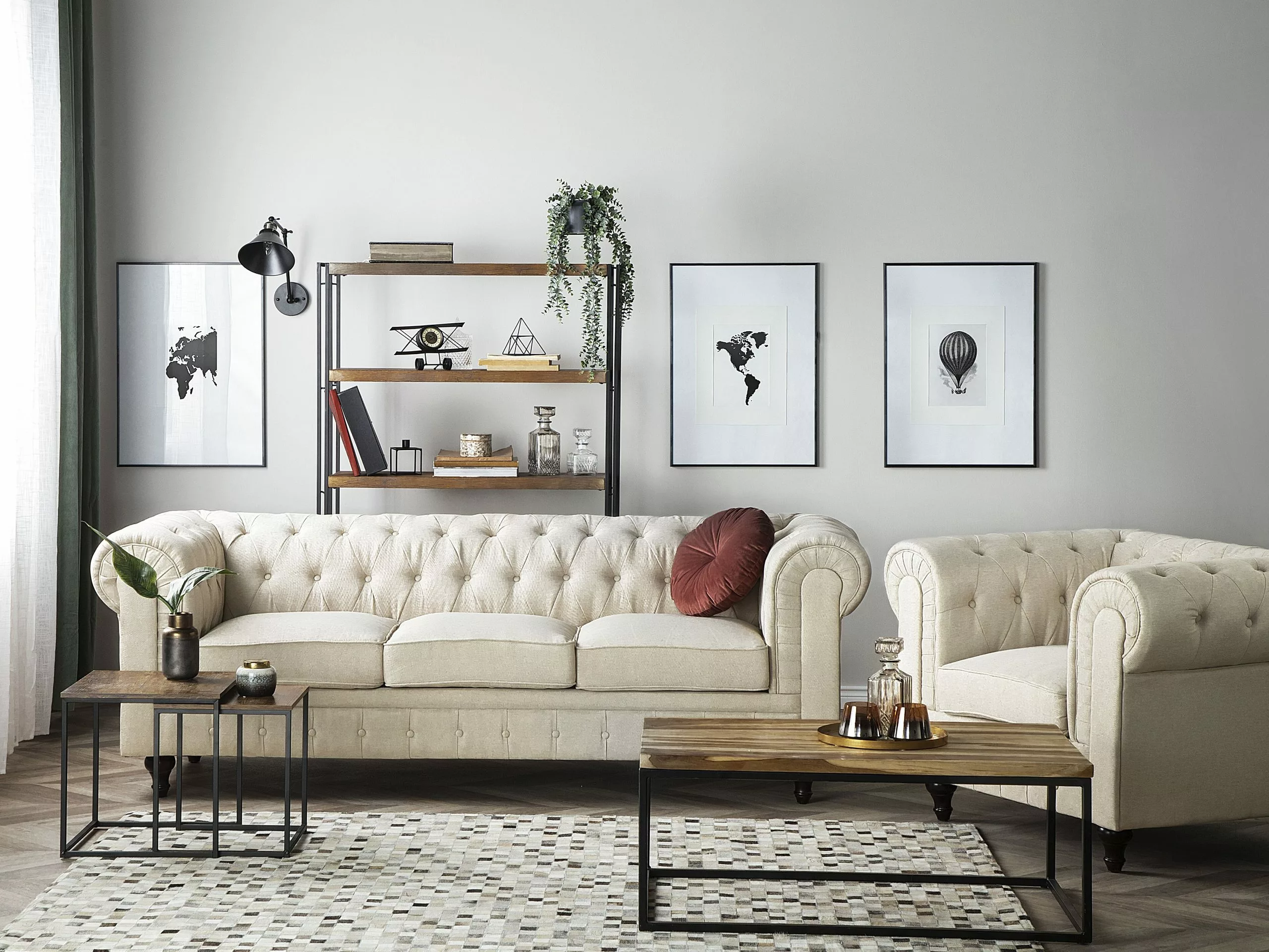 Beliani Beige 3-istuttava Kangassohva CHESTERFIELD - Image 10