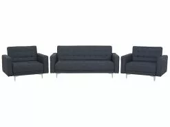 Beliani 5-istuttava Tummanharmaa Kangasverhoiltu Sohvaryhmä ABERDEEN