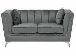 Beliani Sohvasetti Samettinen Harmaa GAULA 18 Beliani Sohvasetti Samettinen Harmaa GAULA -Halpa 2-istuttavat sohvat myymälä undef src sa picid 720632 type whitesh image