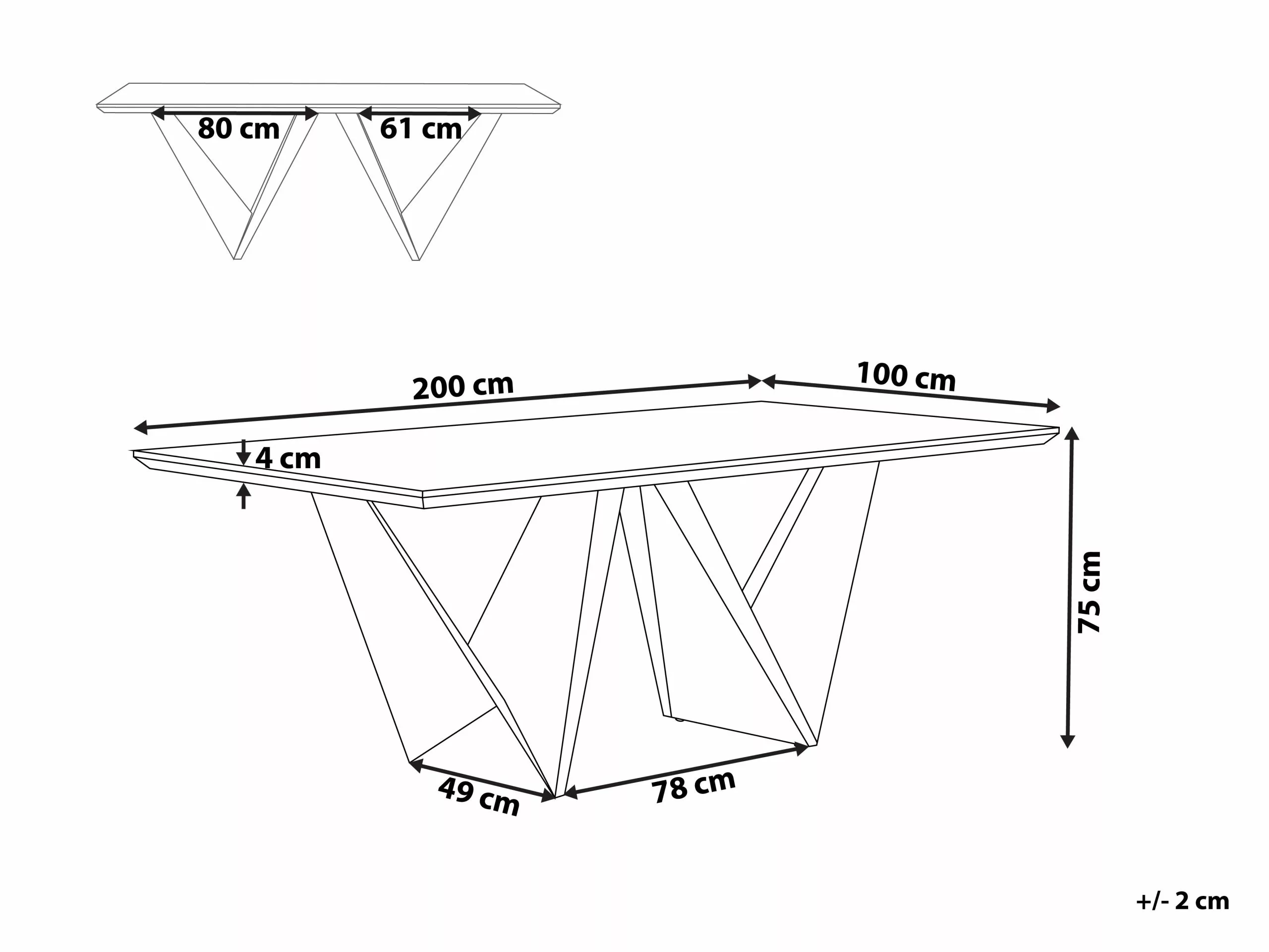 Beliani Ruokapöytä Tumma Puu/musta 200 X 100 Cm SINTRA - Image 8