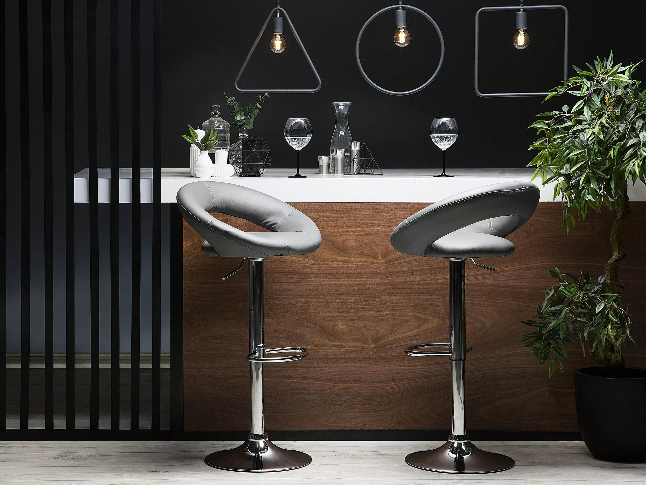 Beliani Baarijakkara Keinonahka Harmaa 2 Kpl PEORIA - Image 2