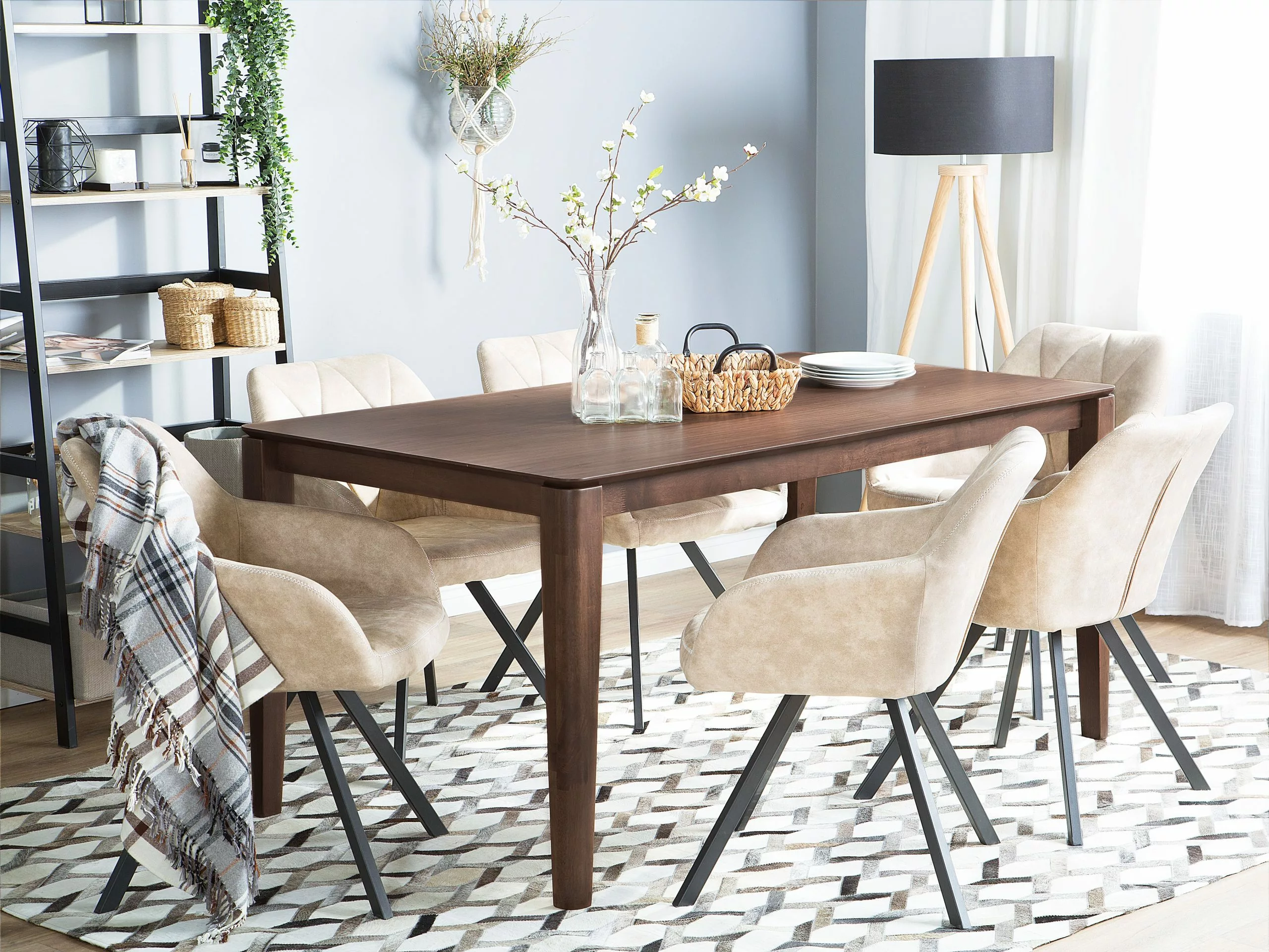 Beliani Ruokapöytä Tumma Puu 160 X 90 Cm LOTTIE 9 Beliani Ruokapöytä Tumma Puu 160 X 90 Cm LOTTIE - Image 7