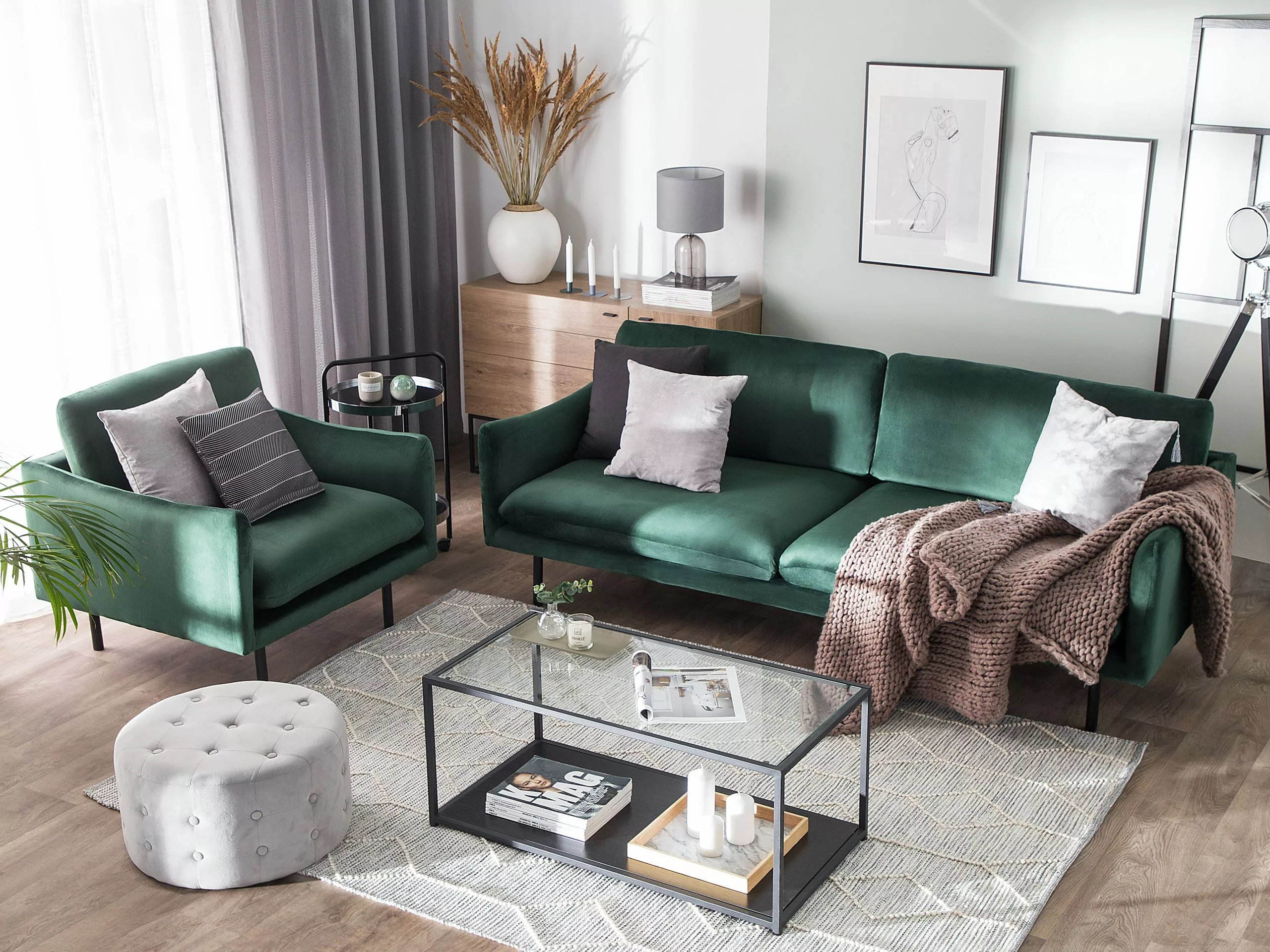 Beliani Sohvasetti Vihreä Sametti 4-istuttava VINTERBRO 4 Beliani Sohvasetti Vihreä Sametti 4-istuttava VINTERBRO - Image 2