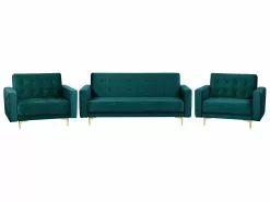 Beliani 5-istuttava Sinivihreä Samettiverhoiltu Sohvaryhmä ABERDEEN