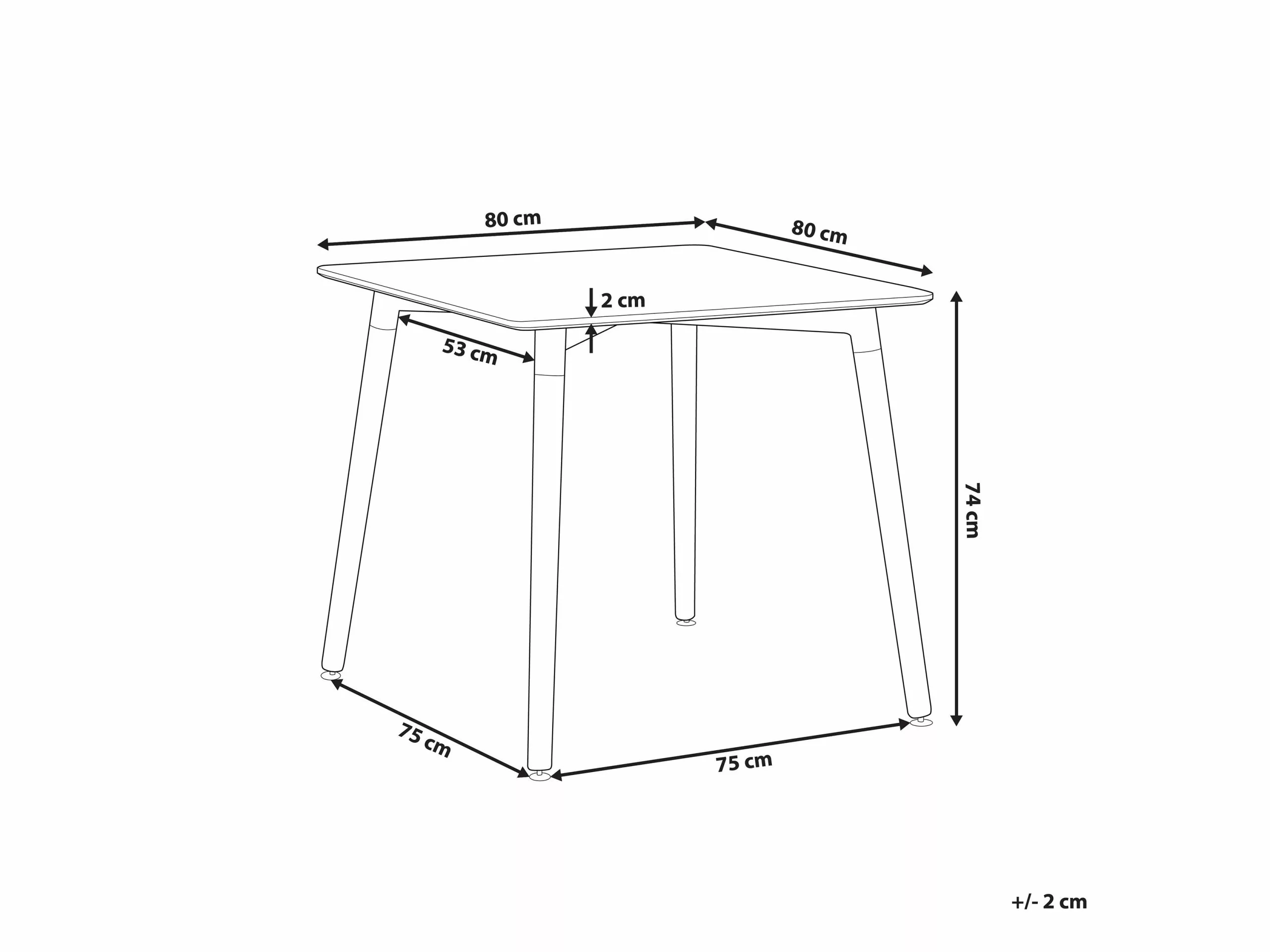 Beliani Ruokapöytä Valkoinen/vaalea Puu 80 X 80 Cm BUSTO - Image 9