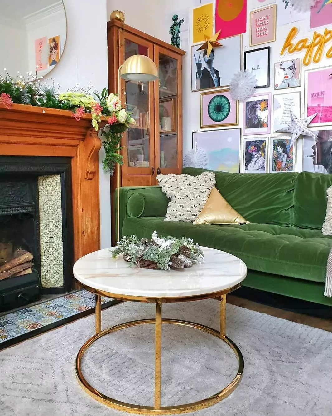 Beliani Sohvapöytä Marmorikuvio Beige/kulta CORAL 5 Beliani Sohvapöytä Marmorikuvio Beige/kulta CORAL - Image 3