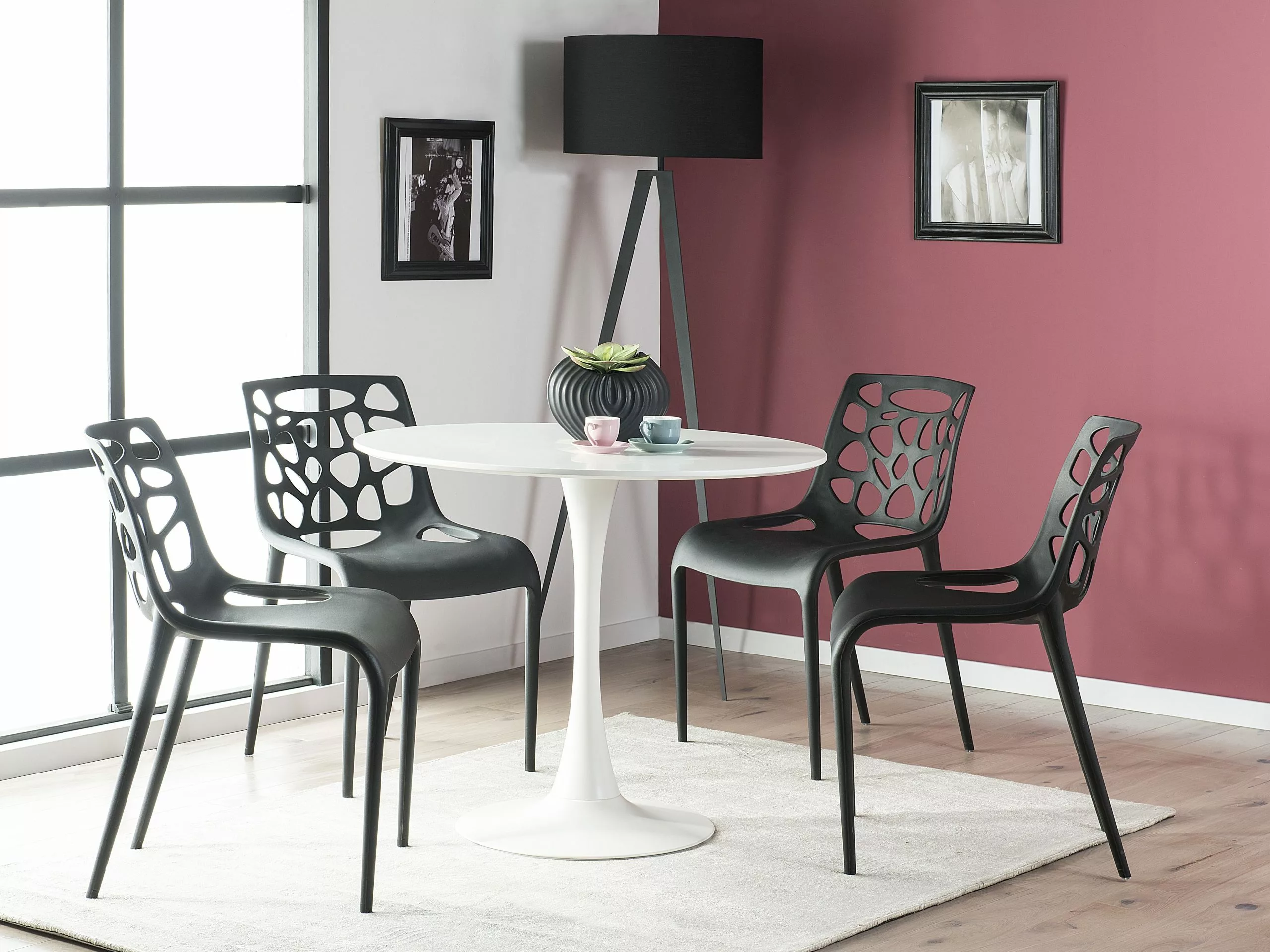 Beliani Ruokapöytä Valkoinen ⌀ 90 Cm BOCA - Image 2