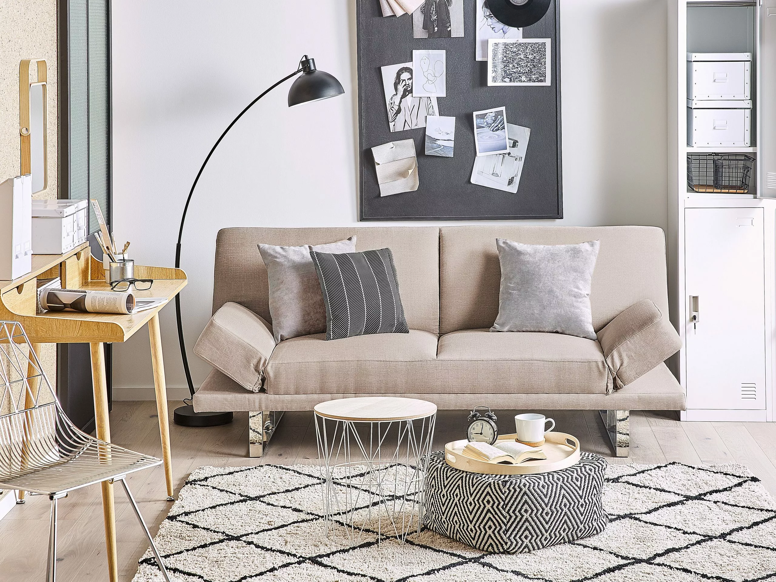 Beliani 2-istuttava Vuodesohva Kangas Beige YORK - Image 3