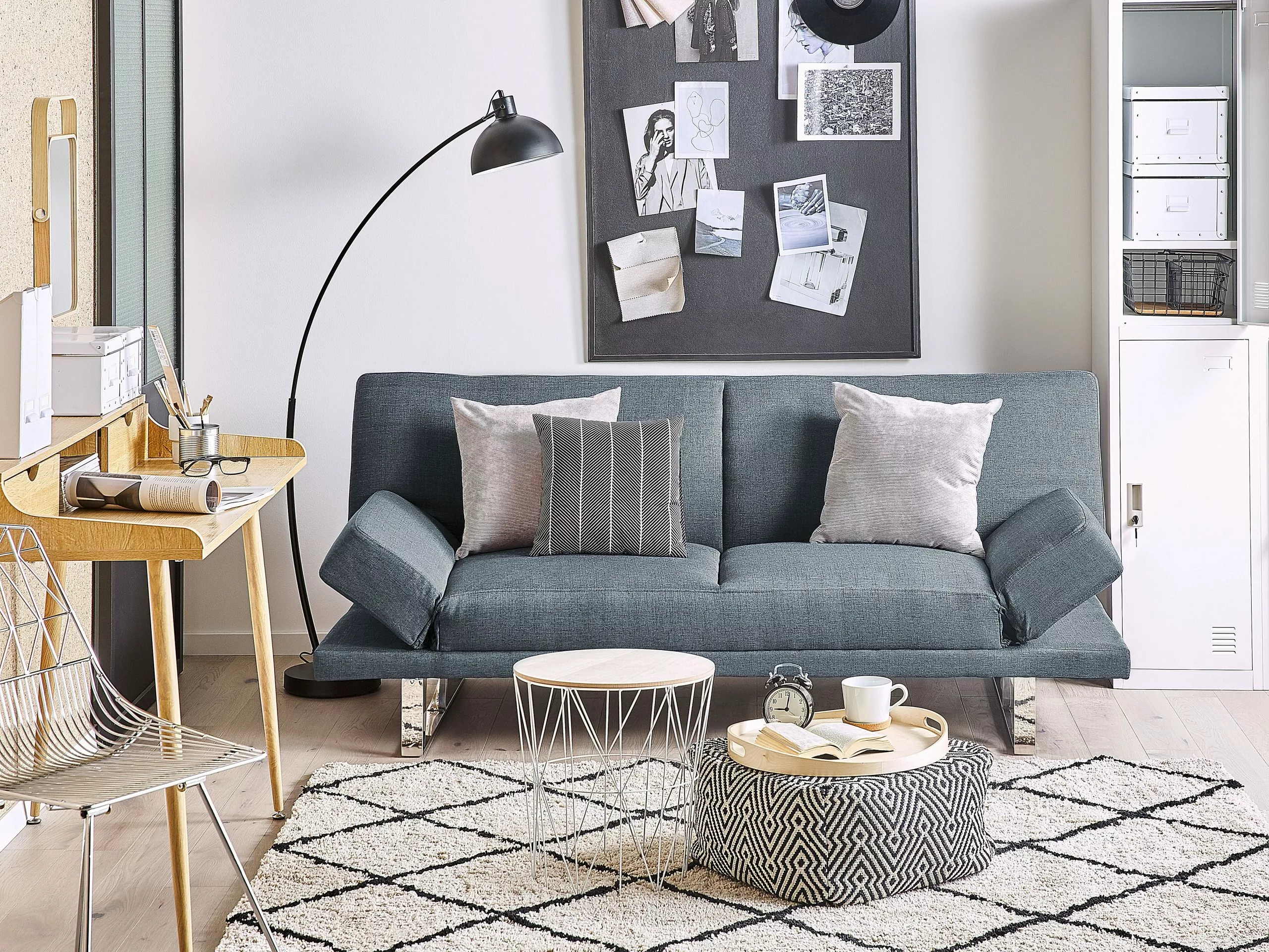 Beliani 2-istuttava Vuodesohva Kangas Siniharmaa YORK - Image 3