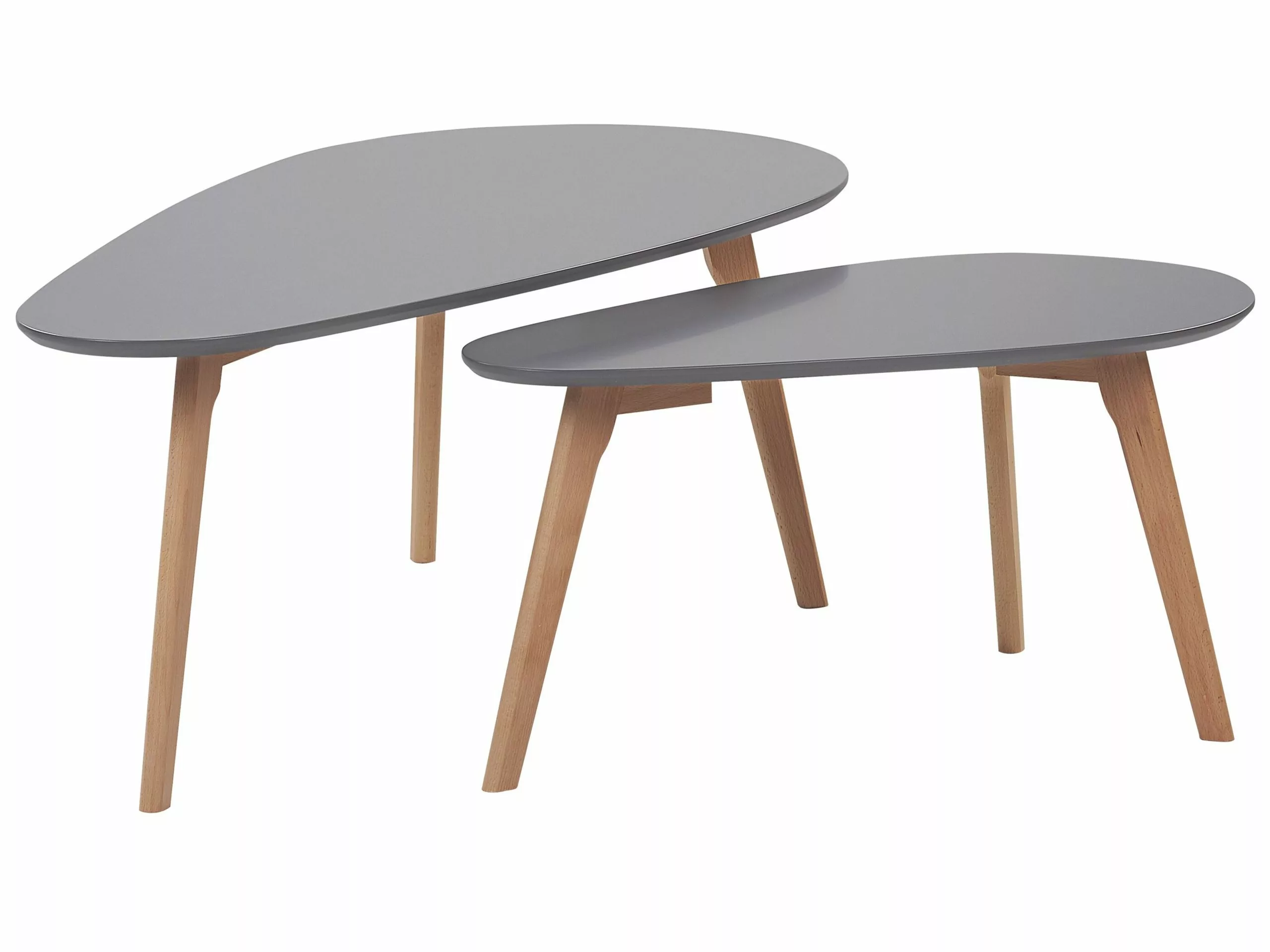 Beliani Sohvapöytäsetti Harmaa/vaalea Puu 2 Kpl FLY III 3 Beliani Sohvapöytäsetti Harmaa/vaalea Puu 2 Kpl FLY III