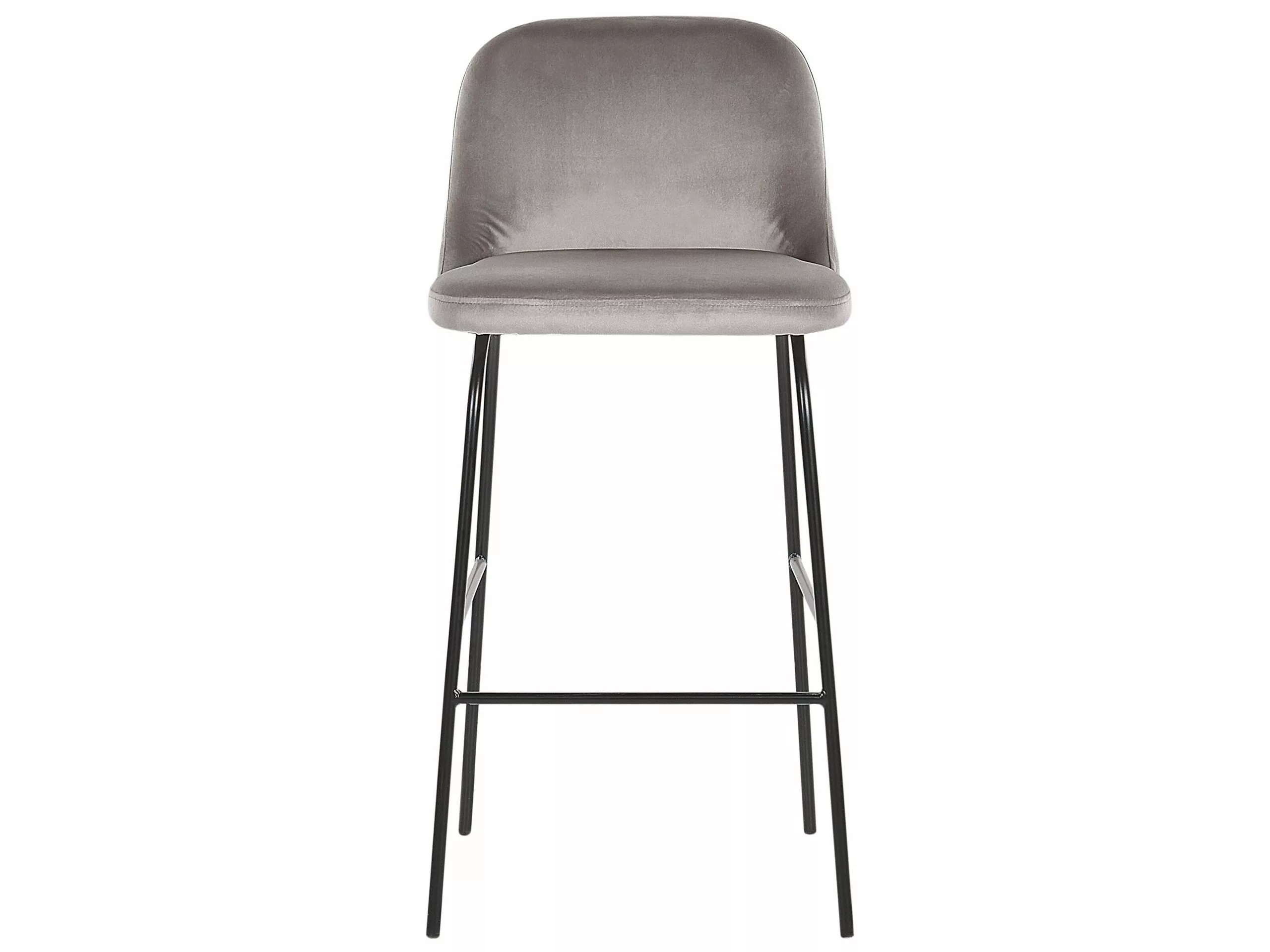 Beliani Baarituoli Sametti Vaaleanharmaa 2 Kpl NEKOMA 6 Beliani Baarituoli Sametti Vaaleanharmaa 2 Kpl NEKOMA - Image 4