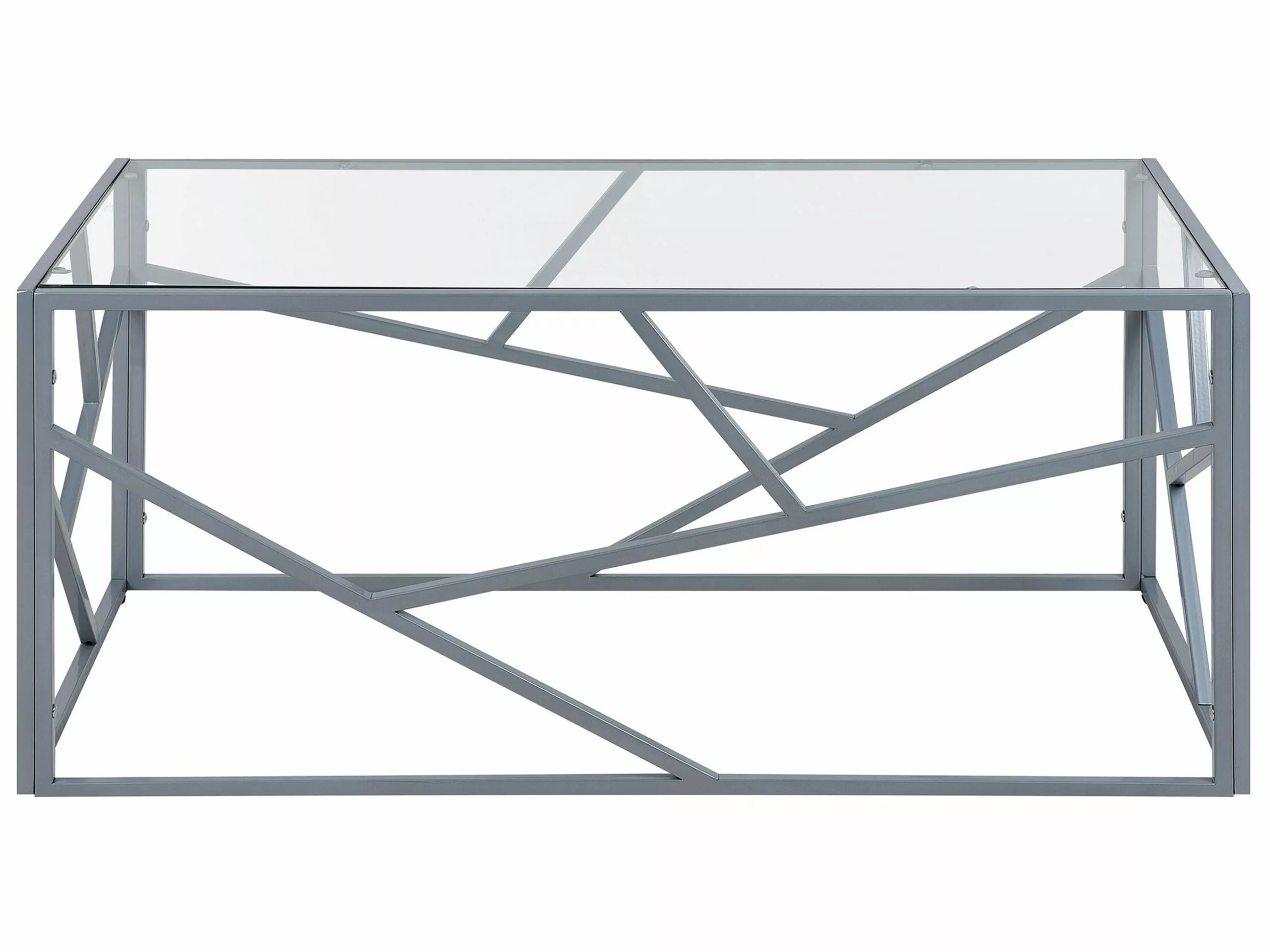Beliani Sohvapöytä Lasitasolla Metalli Hopea ORLAND - Image 3