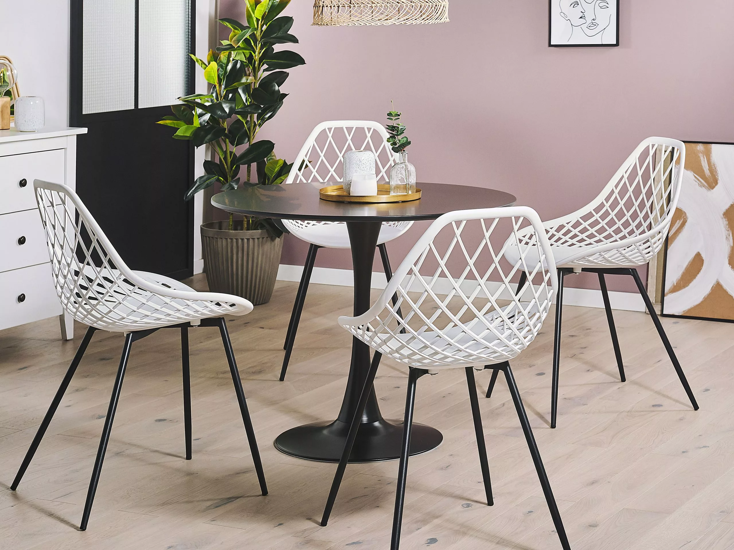 Beliani Ruokapöytä Musta ⌀ 90 Cm BOCA - Image 3