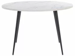 Beliani Ruokapöytä Marmorikuvio Valkoinen/musta ⌀ 120 Cm ODEON