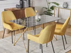 Beliani Ruokapöytä Marmorikuvio Musta/kulta 140 X 80 Cm KENTON -Halpa 2-istuttavat sohvat myymälä undef src sa picid 785245 type color image