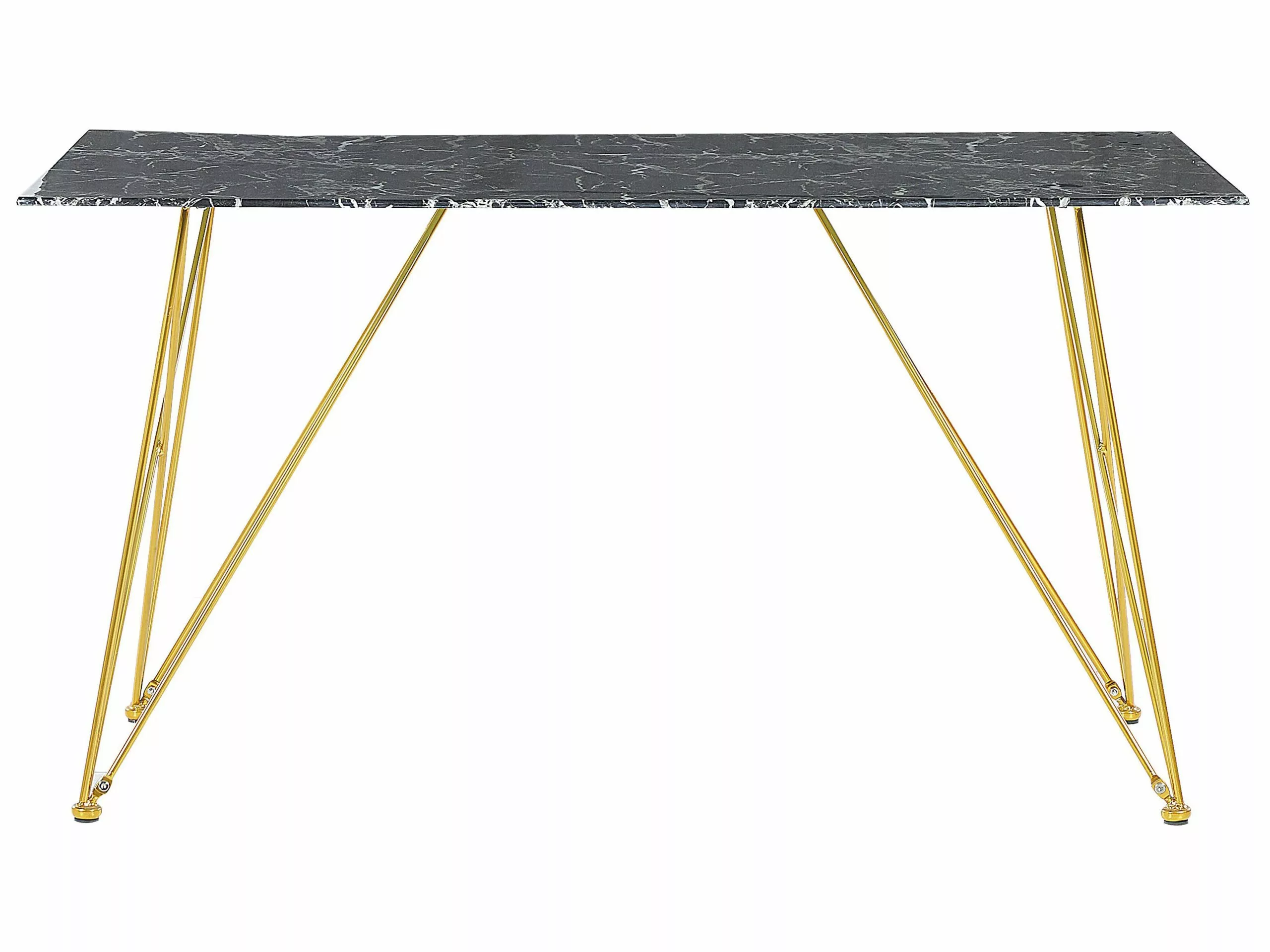 Beliani Ruokapöytä Marmorikuvio Musta/kulta 140 X 80 Cm KENTON - Image 6