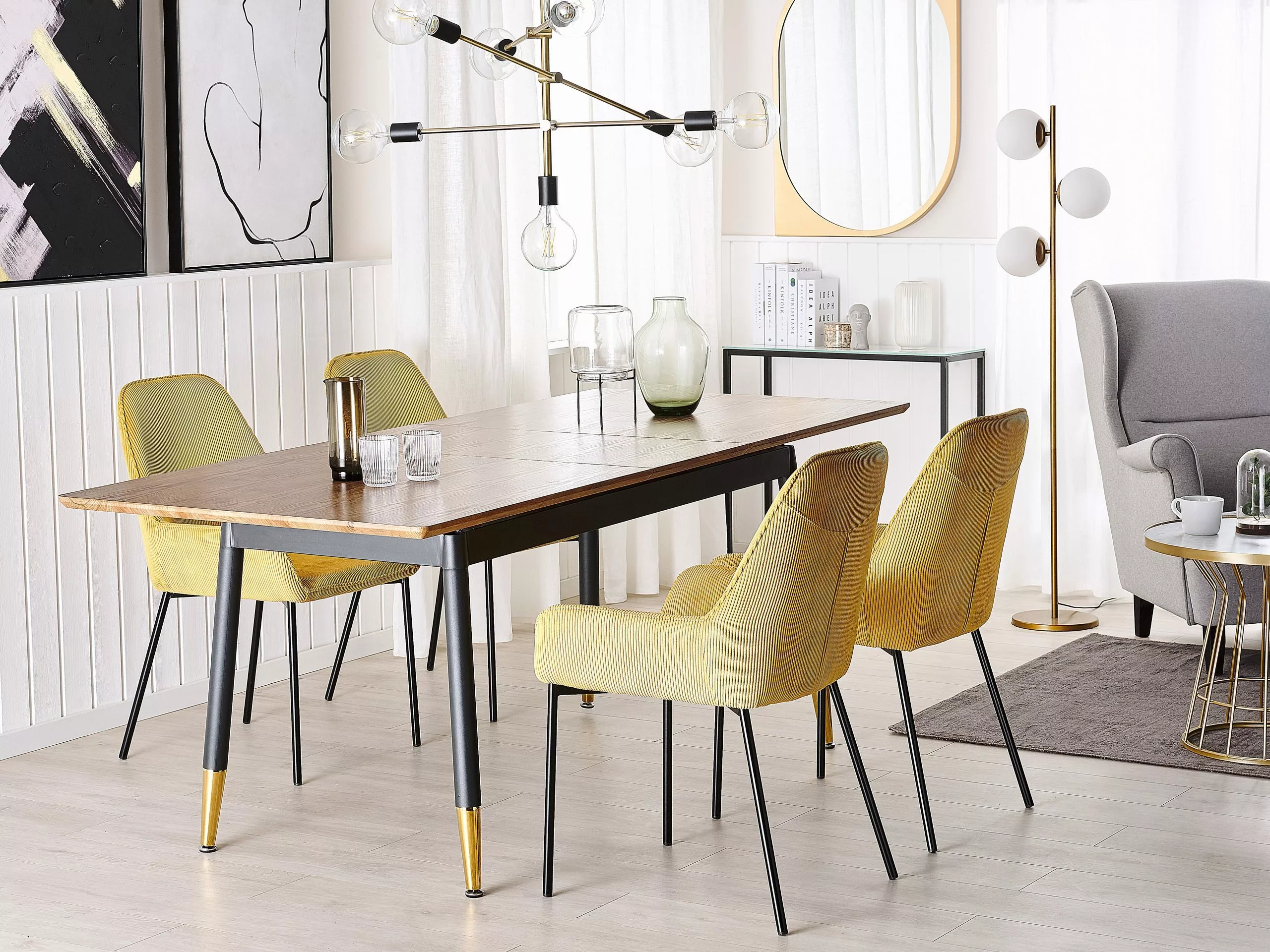 Beliani Ruokapöytä Jatkettava Tumma Puu/musta 160/200 X 90 Cm CALIFORNIA 4 Beliani Ruokapöytä Jatkettava Tumma Puu/musta 160/200 X 90 Cm CALIFORNIA - Image 2