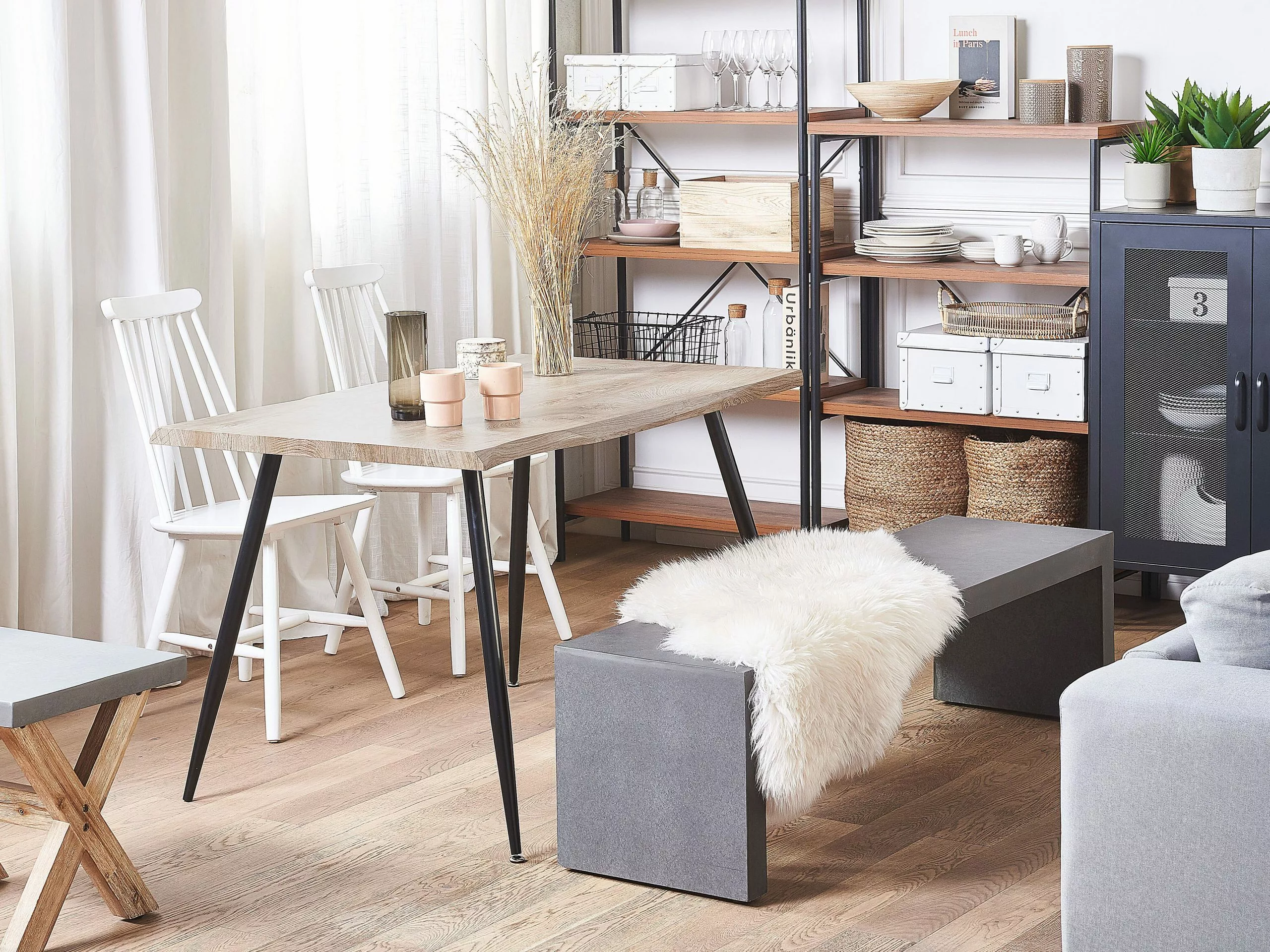 Beliani Ruokapöytä Vaalea Puu/musta 120 X 80 Cm LUTON 4 Beliani Ruokapöytä Vaalea Puu/musta 120 X 80 Cm LUTON - Image 2