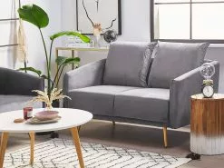 Beliani Sohvasetti Samettinen Harmaa MAURA -Halpa 2-istuttavat sohvat myymälä undef src sa picid 789174 type whitesh image