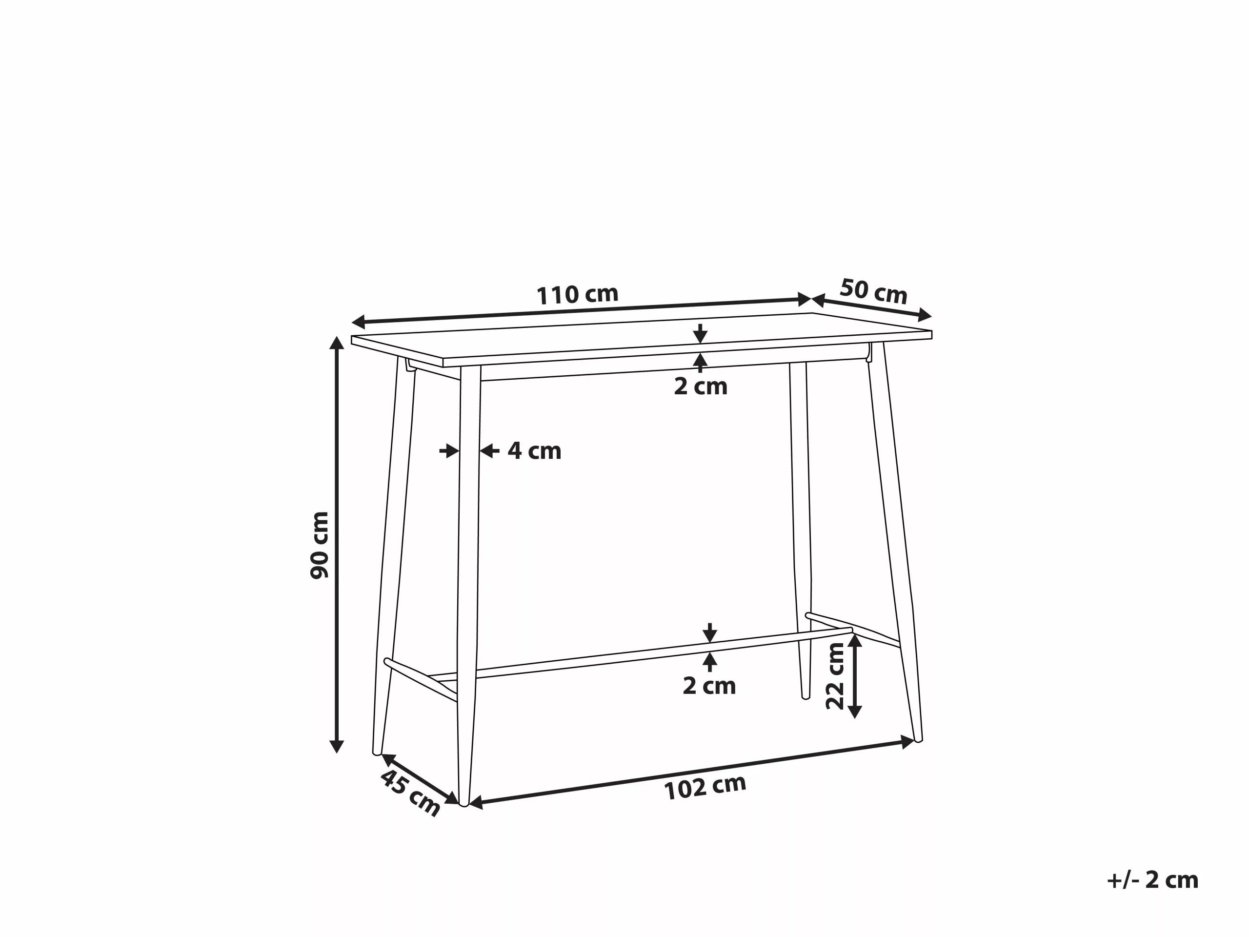 Beliani Baaripöytä Valkoinen/vaalea Puu 90 X 50 Cm CHAVES - Image 6