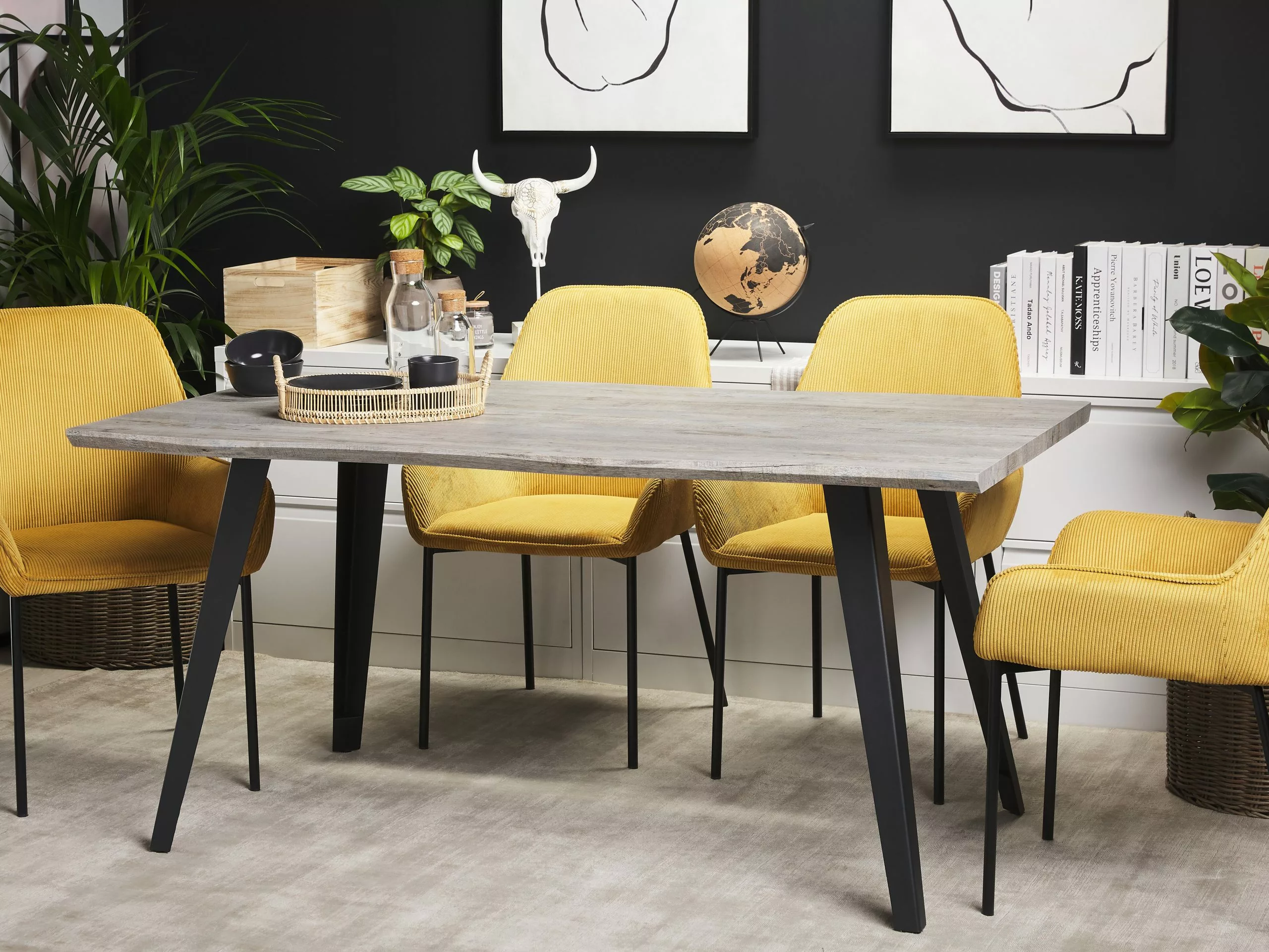 Beliani Ruokapöytä Harmaa/musta 160 X 90 Cm WITNEY - Image 2