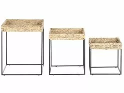 Beliani Sivupöytäsetti Vesihyasintti Luonnonväri/musta 3 Kpl HAWI -Halpa 2-istuttavat sohvat myymälä undef src sa picid 792110 type whitesh image