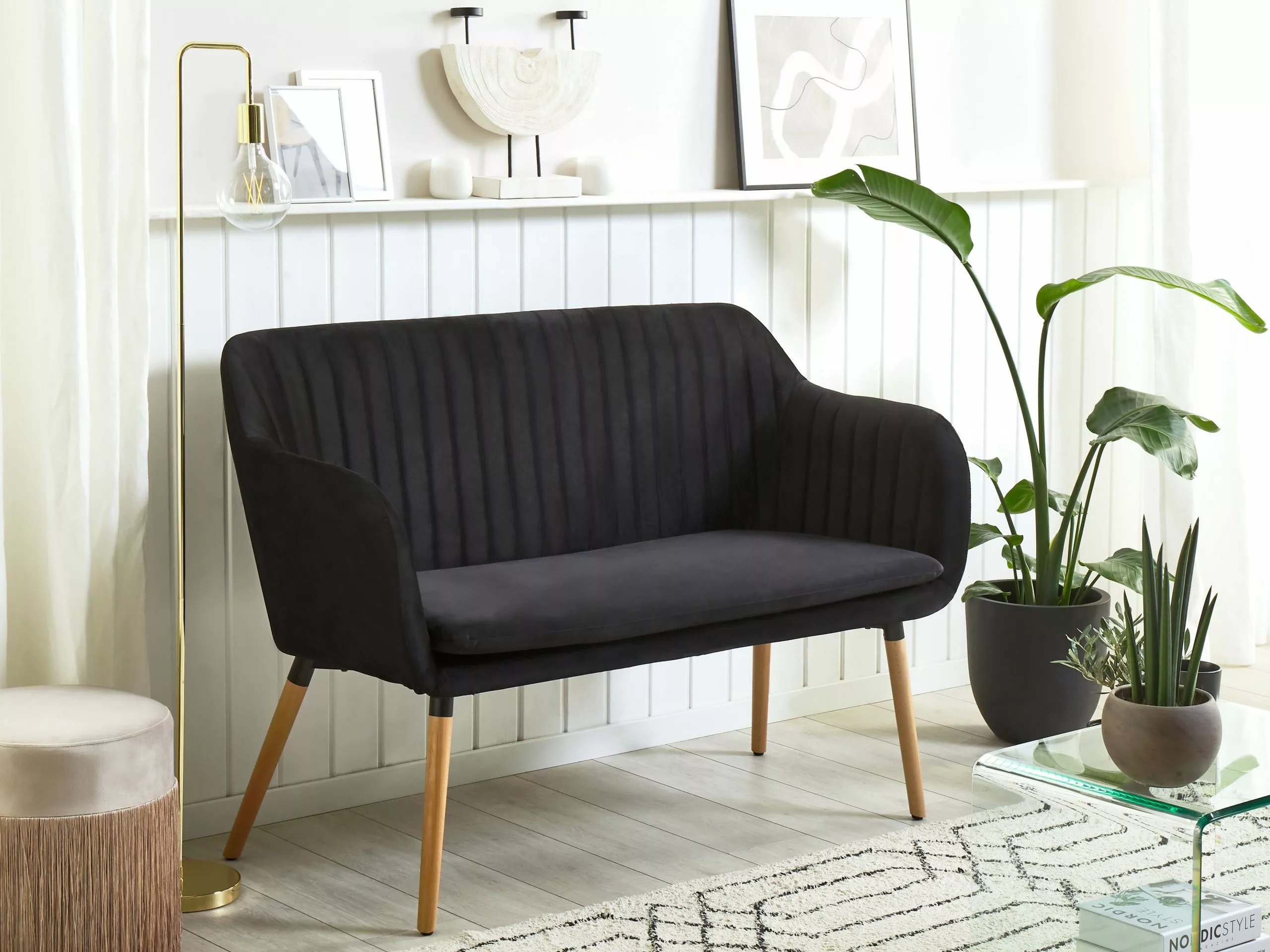 Beliani 2-istuttava Sohva Samettinen Musta TABY 4 Beliani 2-istuttava Sohva Samettinen Musta TABY - Image 2