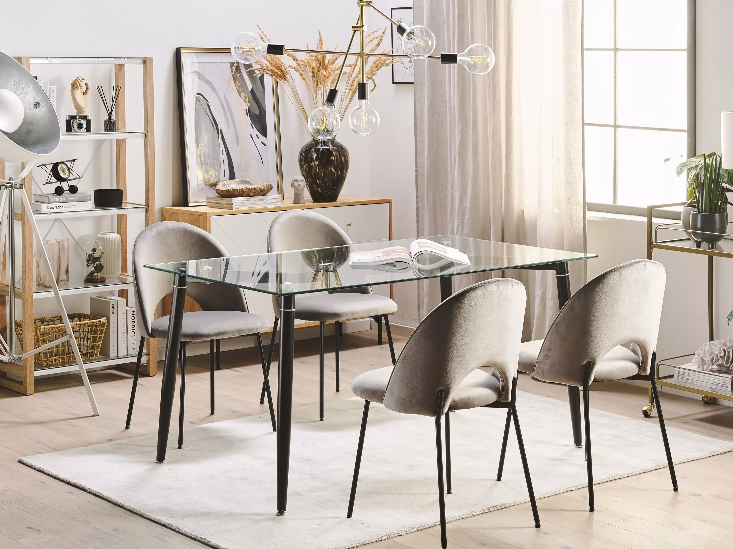 Beliani Ruokapöytä Lasitasolla Rauta Musta 150 X 90 Cm TOTHAM - Image 2