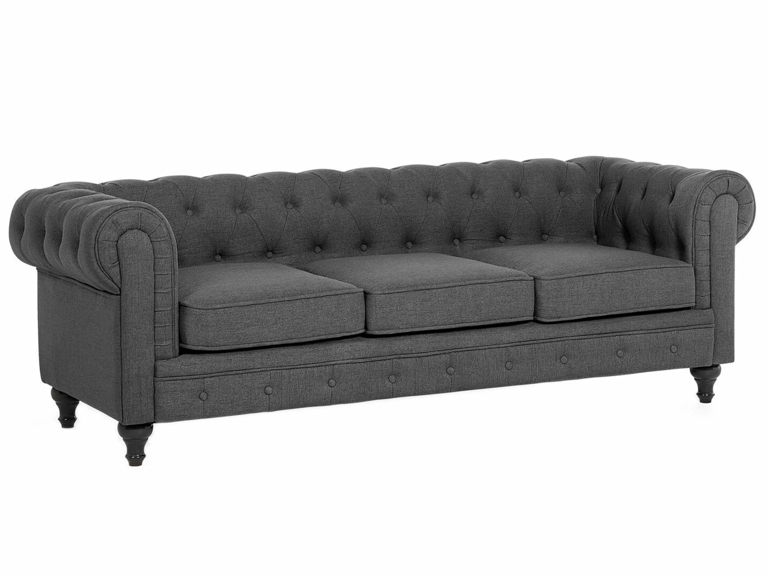 Beliani Harmaa Kangasverhoiltu Sohvaryhmä CHESTERFIELD - Image 4