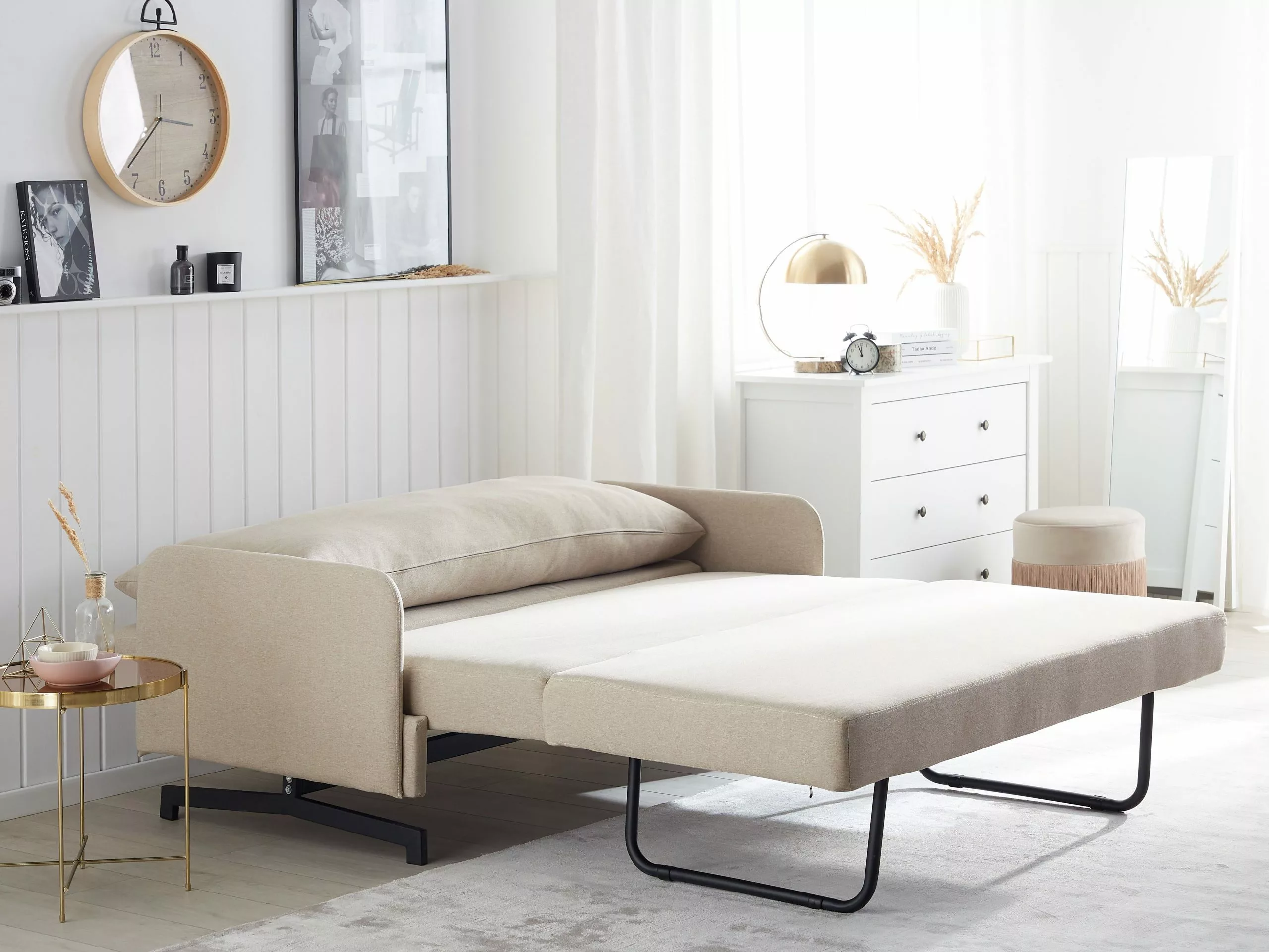 Beliani 2-istuttava Vuodesohva Kangas Beige BELFAST - Image 5