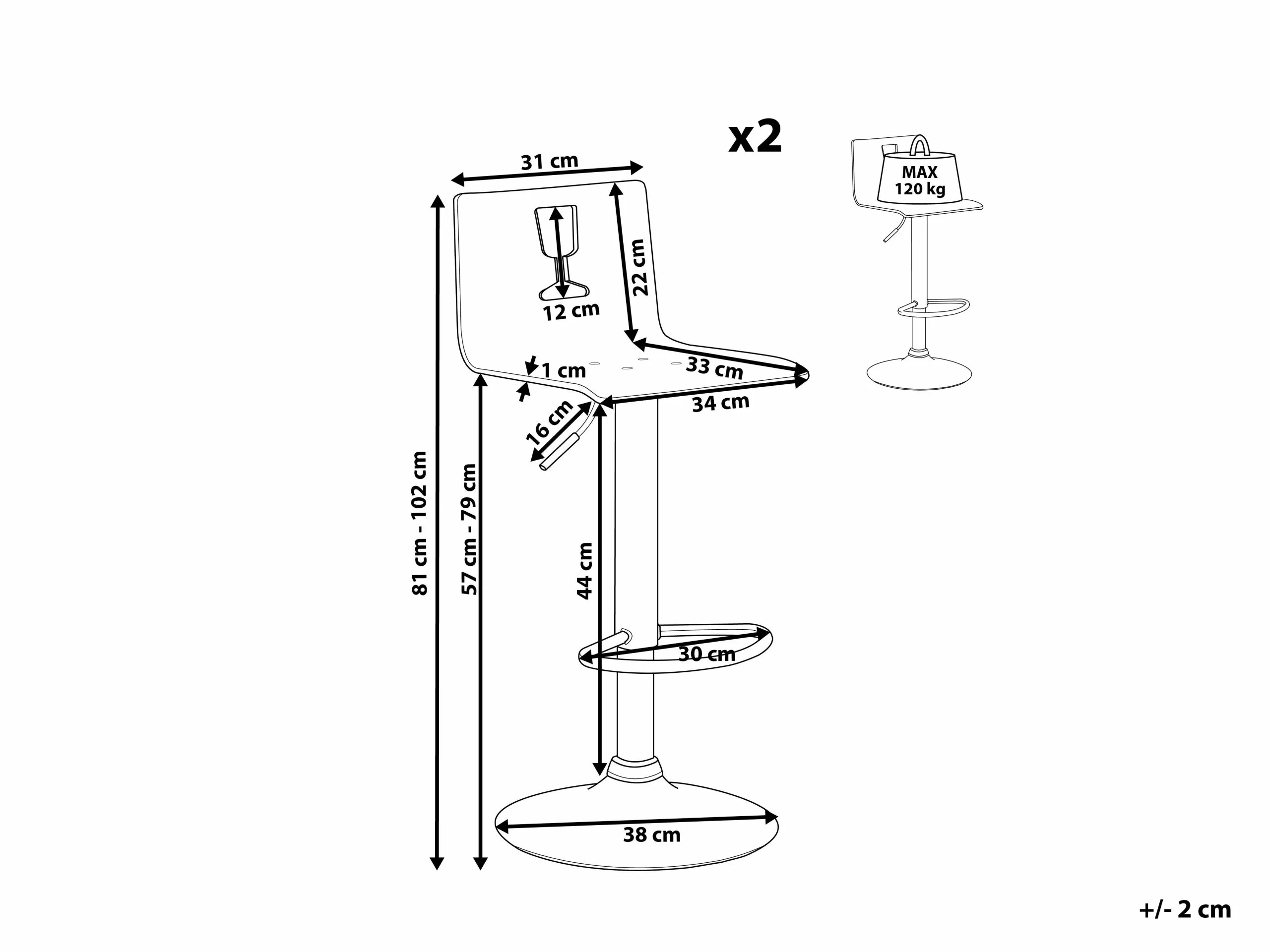 Beliani Baarijakkara Muovi Läpinäkyvä Valkoinen 2 Kpl BUSAN - Image 9