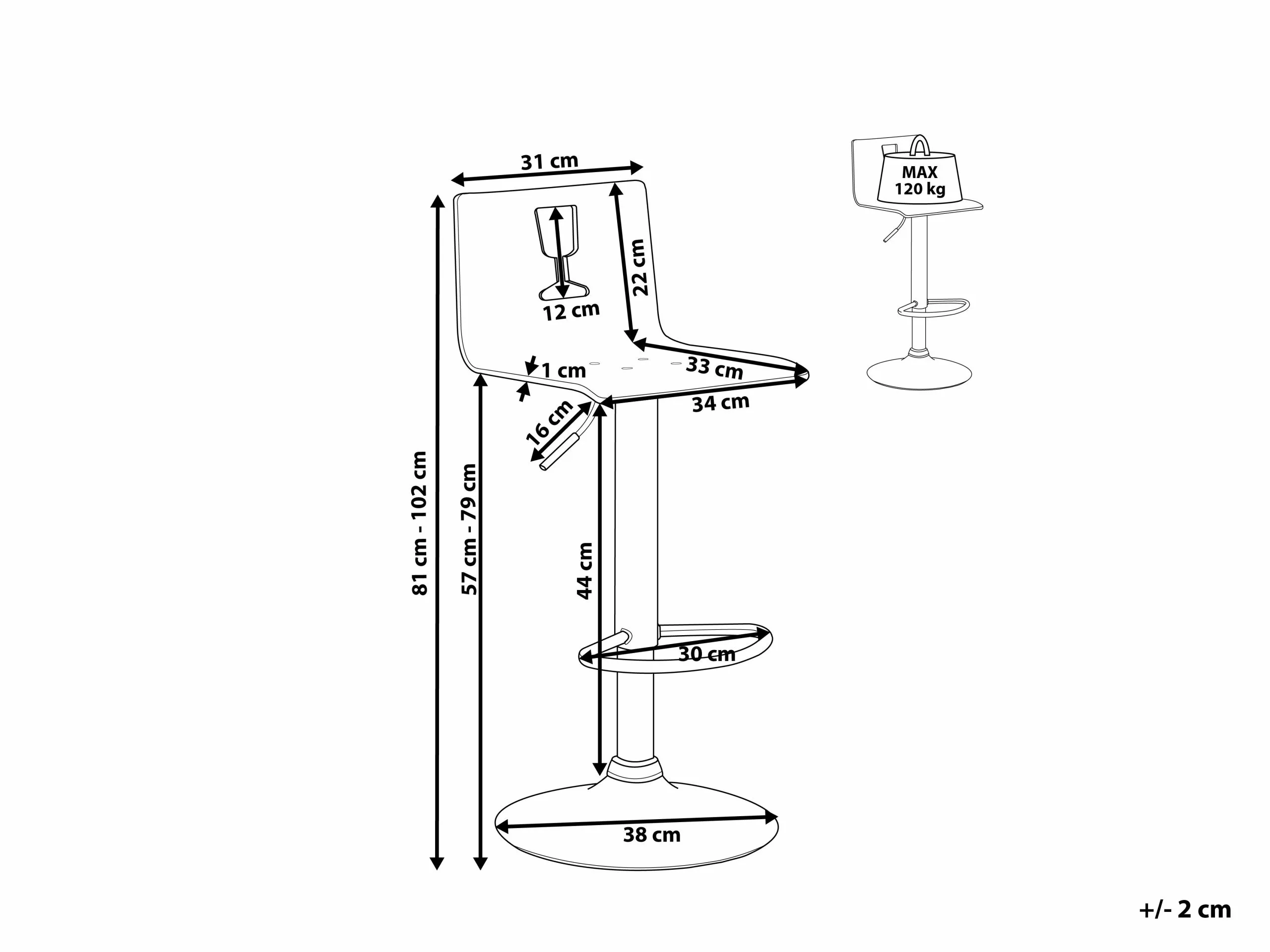 Beliani Baarijakkara Muovi Läpinäkyvä Musta 2 Kpl BUSAN 12 Beliani Baarijakkara Muovi Läpinäkyvä Musta 2 Kpl BUSAN - Image 10