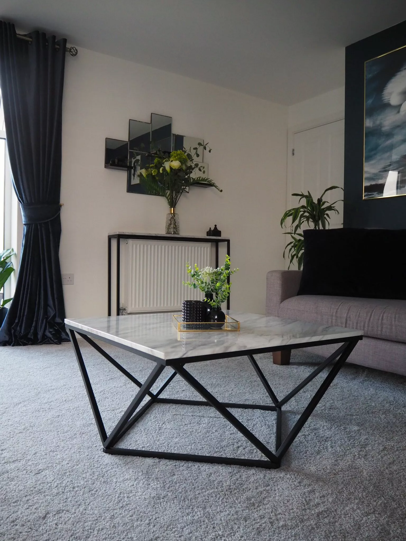 Beliani Sohvapöytä Marmorikuvio Beige/musta MALIBU - Image 5