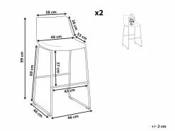 Beliani Baarituoli Kangas Harmaa 2 Kpl FRANKS -Halpa 2-istuttavat sohvat myymälä undef src sa picid 802500 type whitesh image