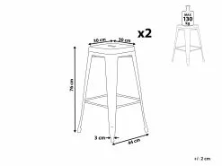 Beliani Baarijakkara Metalli Valkoinen/kulta 76 Cm 2 Kpl CABRILLO -Halpa 2-istuttavat sohvat myymälä undef src sa picid 802501 type whitesh image