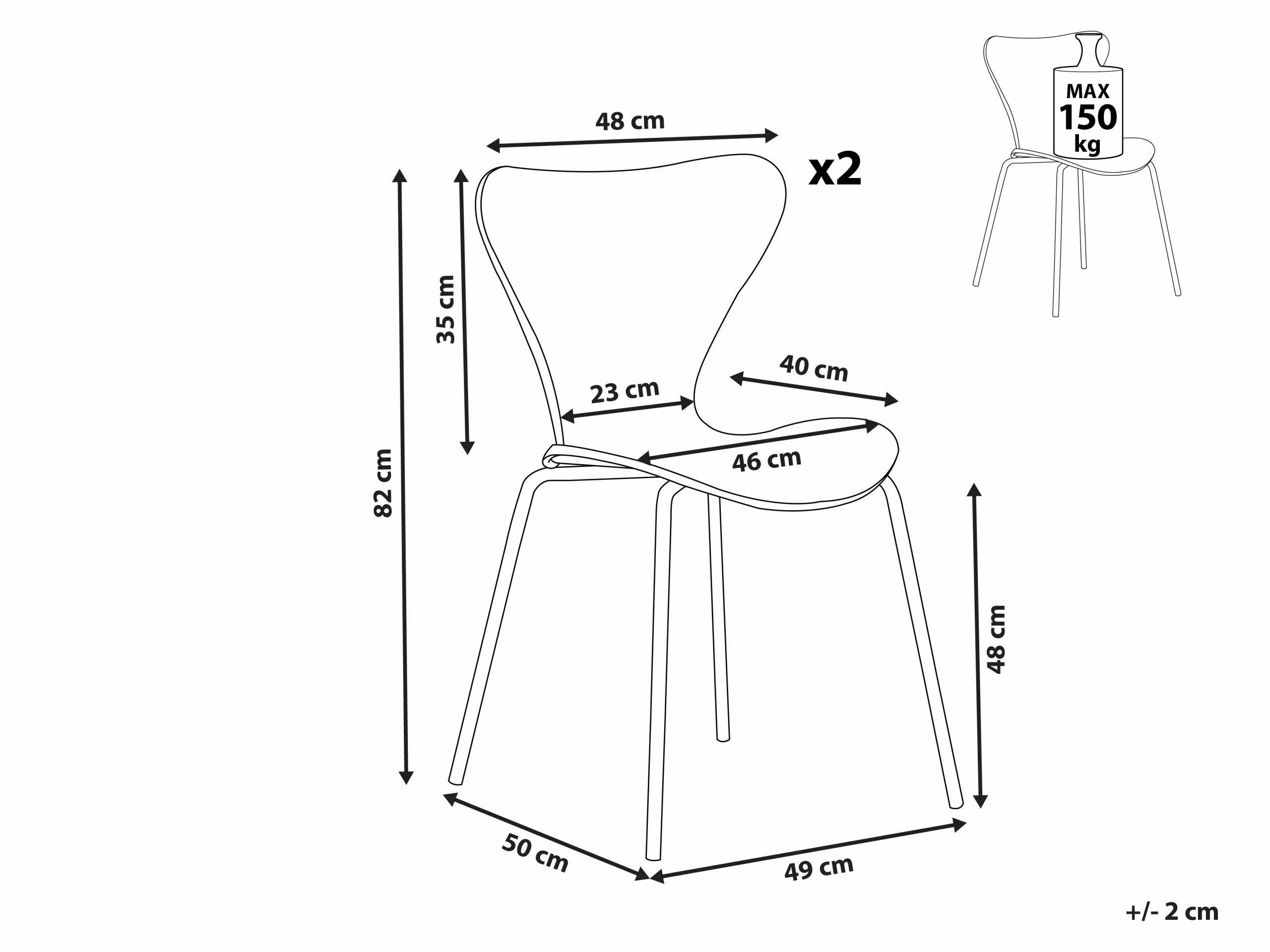 Beliani Tuoli Muovi Musta 2 Kpl BOONVILLE 10 Beliani Tuoli Muovi Musta 2 Kpl BOONVILLE - Image 8