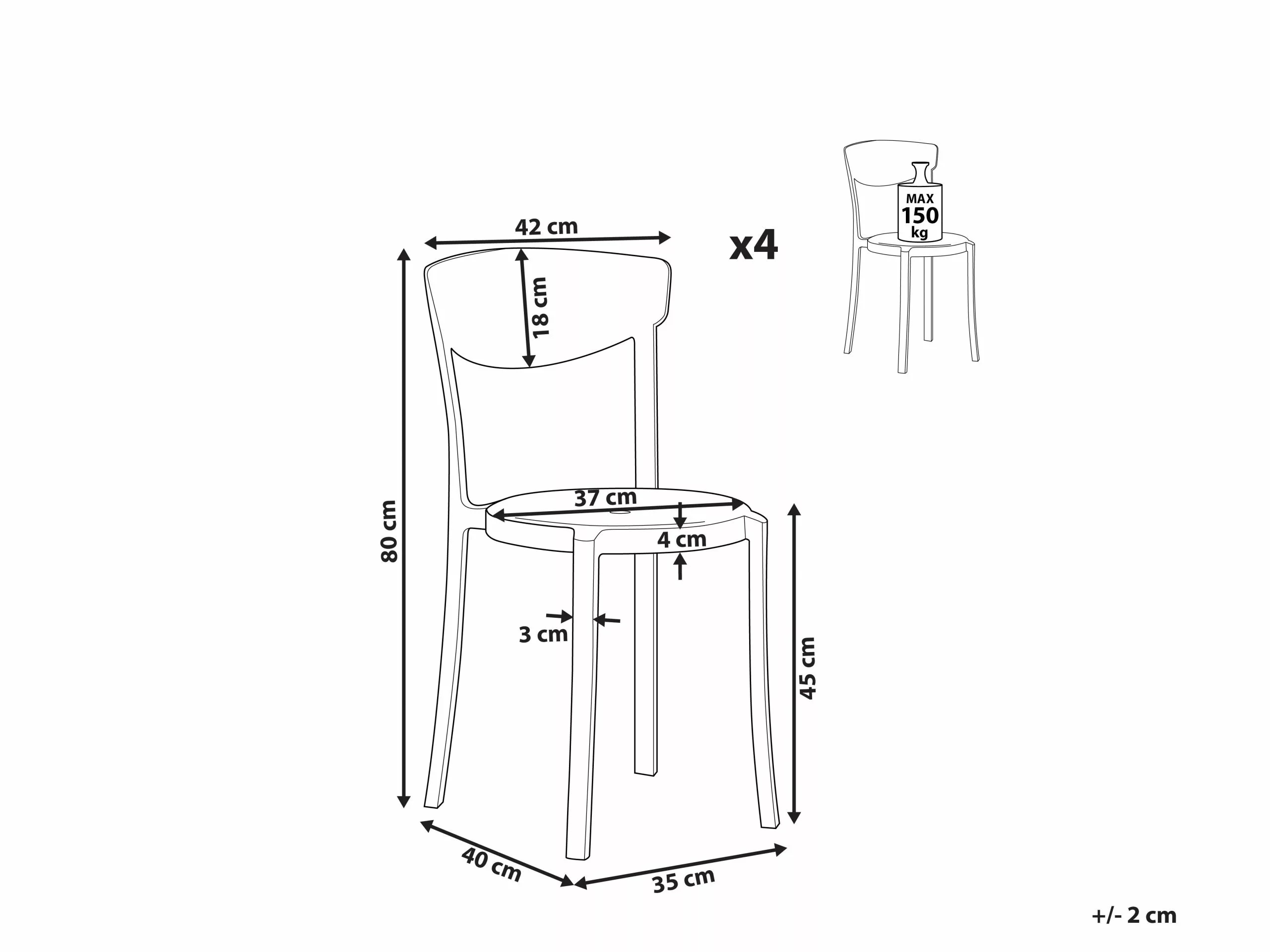 Beliani Tuoli Muovi Musta 4 Kpl VIESTE - Image 10