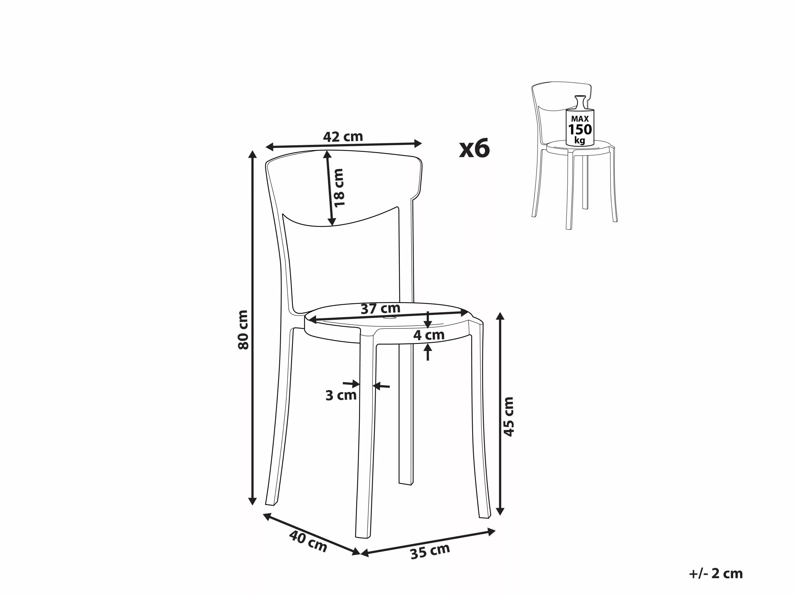 Beliani Tuoli Muovi Turkoosi 6 Kpl VIESTE - Image 10
