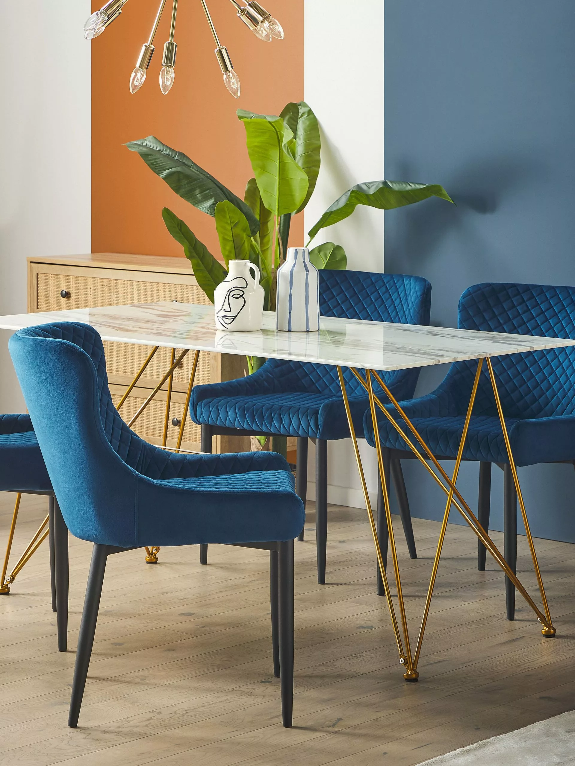 Beliani Ruokapöytä Marmorikuvio Valkoinen/kulta 140 X 80 Cm KENTON - Image 5