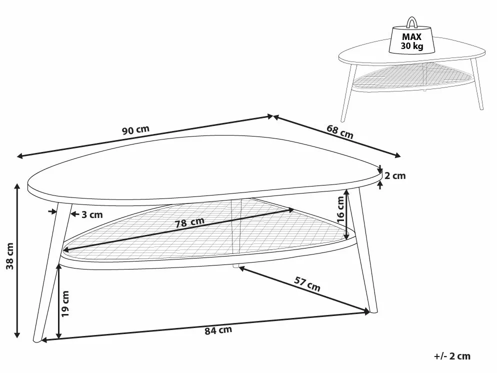 Beliani Sohvapöytä Vaalea Puu/musta DORENA 10 Beliani Sohvapöytä Vaalea Puu/musta DORENA - Image 8