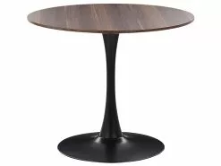 Beliani Ruokapöytä Tumma Puu/musta ⌀ 90 Cm BOCA