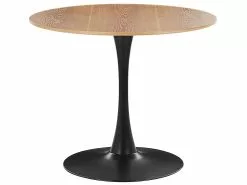 Beliani Ruokapöytä Vaalea Puu/musta ⌀ 90 Cm BOCA